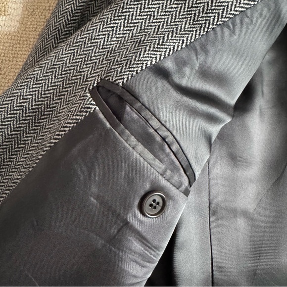 Brooks Brothers Vintage Herringbone Wool Blazer Cocktail Work Black White 44L - Picture 5 of 8